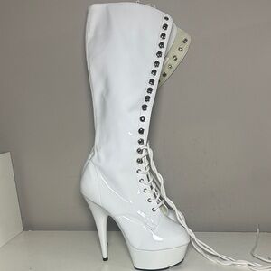 White Knee-High Platform Boots